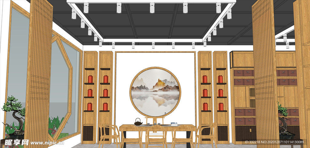 茶馆室内透视插画图案图片（茶馆室内设计效果图）