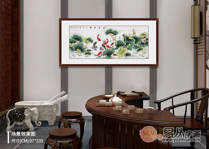 茶馆挂锦鲤图案好吗（茶厅挂什么画好）