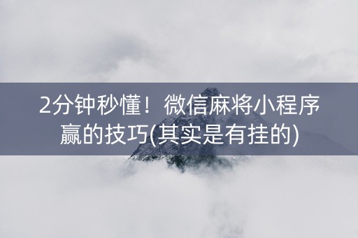 小程序微乐麻将怎么打才能赢(确实有挂)